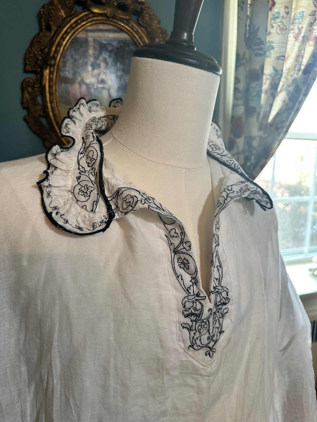 Blackwork Linen Unisex Chemise/Smock