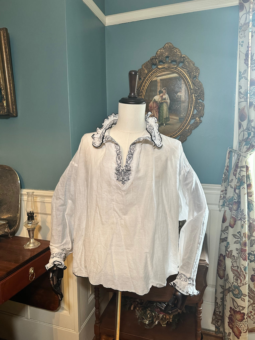 Blackwork Linen Unisex Chemise/Smock